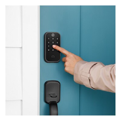 Yale Pro 2 Keyed Pushbutton Keypad Lock with Wi-Fi, Black Suede